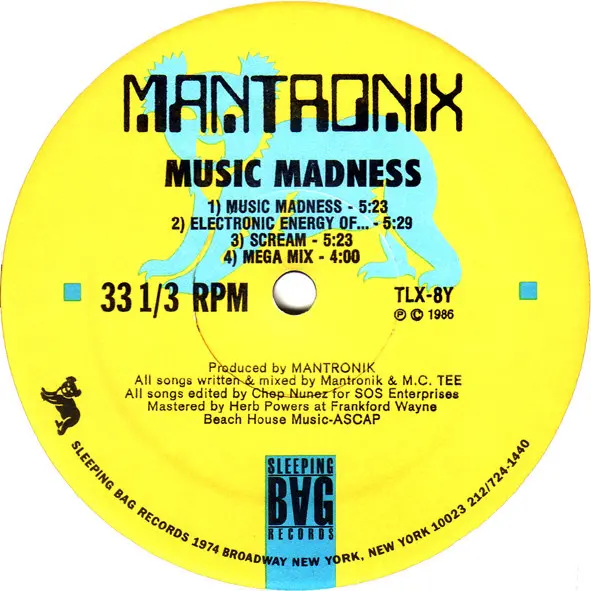 Mantronix - Music Madness, Electronic, Hip Hop, Electro, 1986 - Sleeping Bag Records, US, Vinyl 1x LP, Album