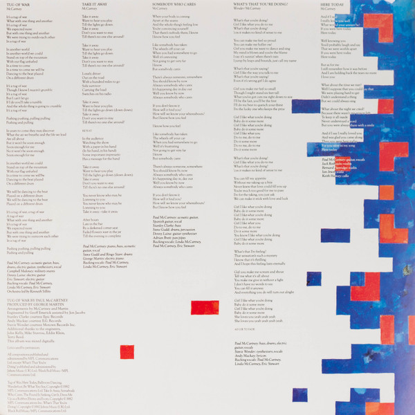 Paul McCartney - Tug Of War, Pop, Rock, Pop Rock, 1982 - MPL (2), Odeon, Japan, Vinyl 1x LP, Album, Stereo 2nd Press