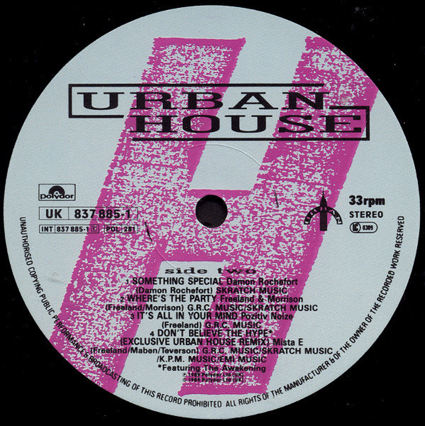 Various - Urban House, Electronic, Acid House, House, Techno, 1989 - Polydor, Urban (2), UK, Vinyl 1x LP, Compilation