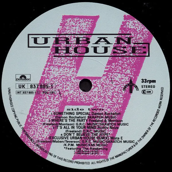 Various - Urban House, Electronic, Acid House, House, Techno, 1989 - Polydor, Urban (2), UK, Vinyl 1x LP, Compilation