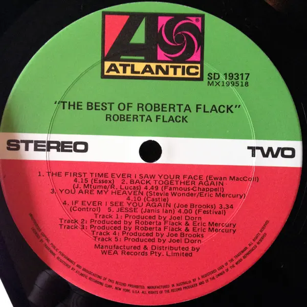 Roberta Flack - The Best Of Roberta Flack, Jazz, Pop, Downtempo, Soul-Jazz, Vocal, 1981 - Atlantic, Australia, Vinyl 1x LP, C