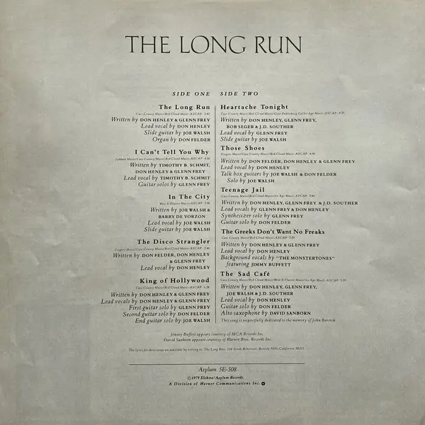 Eagles - The Long Run = ロング・ラン, Rock, Country Rock, Pop Rock, 1979 - Asylum Records, Japan, Vinyl 1x LP, Album, Stereo Gatefo