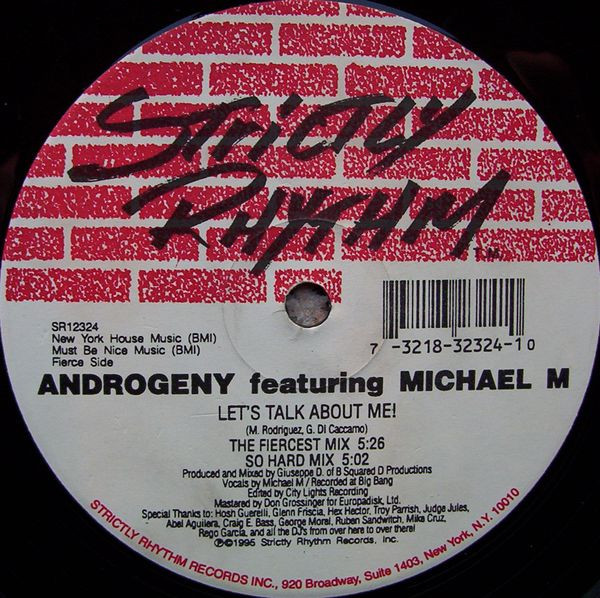 Androgeny Featuring Michael M - Let's Talk About Me!, Electronic, House, 1995 - Strictly Rhythm, US, Vinyl 1x 12", 33 ⅓ RPM