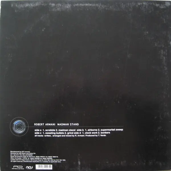 Robert Armani - Madman Stand, Electronic, Techno, 1995 - ACV, Italy, Vinyl 2x 12", 33 ⅓ RPM, Album