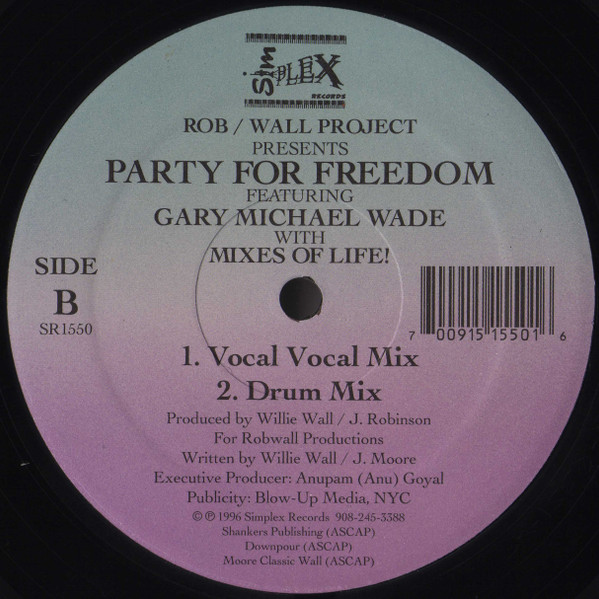 Robinson Wall Project Featuring Gary Michael Wade - Party For Freedom, Electronic, Deep House, Garage House, House, 1996 - Si
