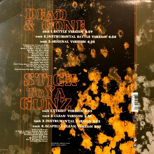 M.O.P. - Dead & Gone / Stick To Ya Gunz, Hip Hop, Gangsta, 1996 - Blaze Communications, Relativity, US, Vinyl 1x 12", 33 ⅓ RP