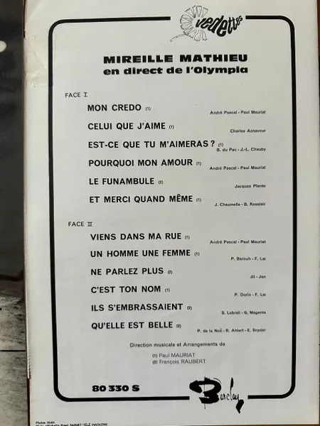 Album cover for En Direct De L'Olympia by Mireille Mathieu