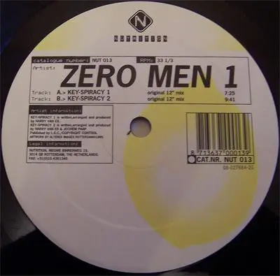Zero Men - Key-Spiracy, Electronic, Progressive Trance, Trance, 1995 - Nutrition, Netherlands, Vinyl 1x 12", 45 RPM