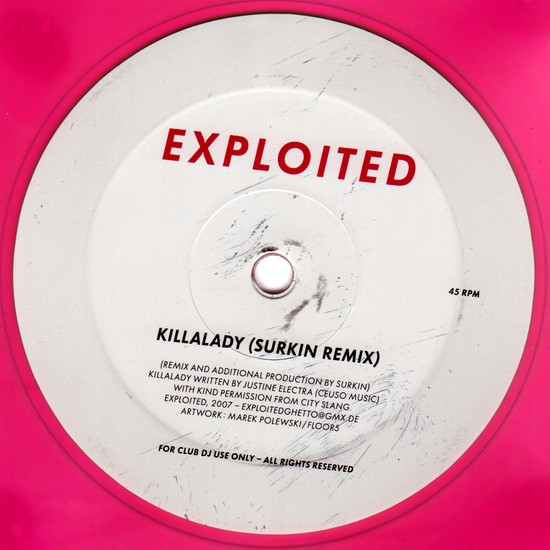 Justine Electra - Killalady (Surkin Remix), Electronic, Electro, Tech House, 2007 - Exploited, Germany, Vinyl 1x 12", 45 RPM,