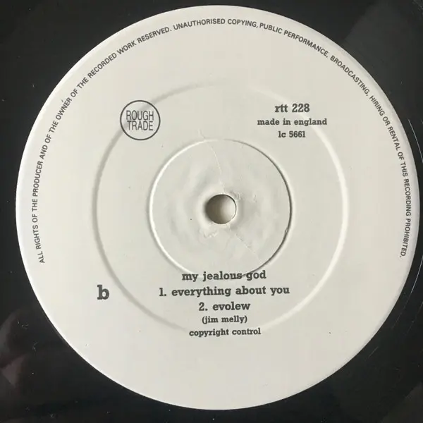 My Jealous God - Everything About You, Electronic, Rock, Indie Rock, 1990 - Rough Trade, UK, Vinyl 1x 12", 45 RPM, Single