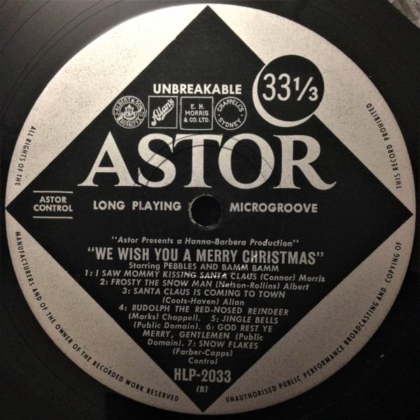 Pebbles & Bamm-Bamm - Pebbles & Bamm-Bamm Singing Songs Of Christmas, Children's, Holiday, 1965 - Astor, Hanna-Barbera Record