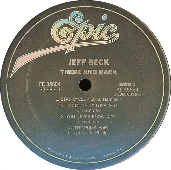 Jeff Beck - There & Back - 1980 -Classic Rock, Jazz-Rock -Epic -Vinyl 1x LP, Album Santa Maria Pressing