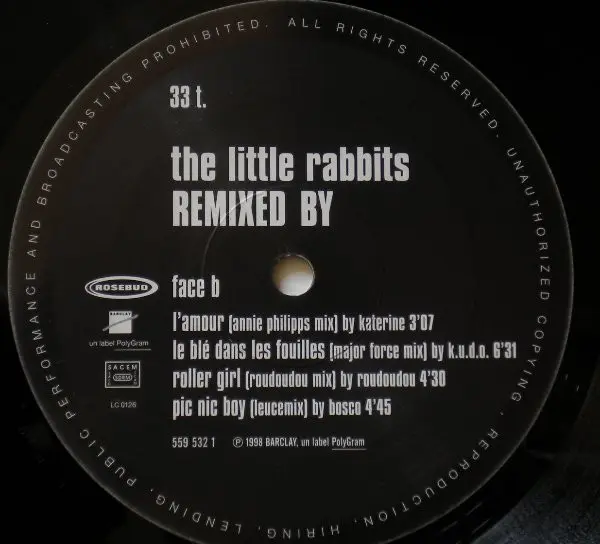 Little Rabbits, The - Remixed By, Electronic, Rock, Indie Rock, 1998 - Barclay, Rosebud, France, Vinyl 1x LP, Album