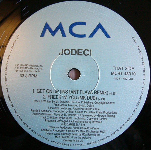 Jodeci - Get On Up, Electronic, Funk / Soul, Contemporary R&B, Garage House, House, Soul, 1996 - MCA Records, UK, Vinyl 1x 12