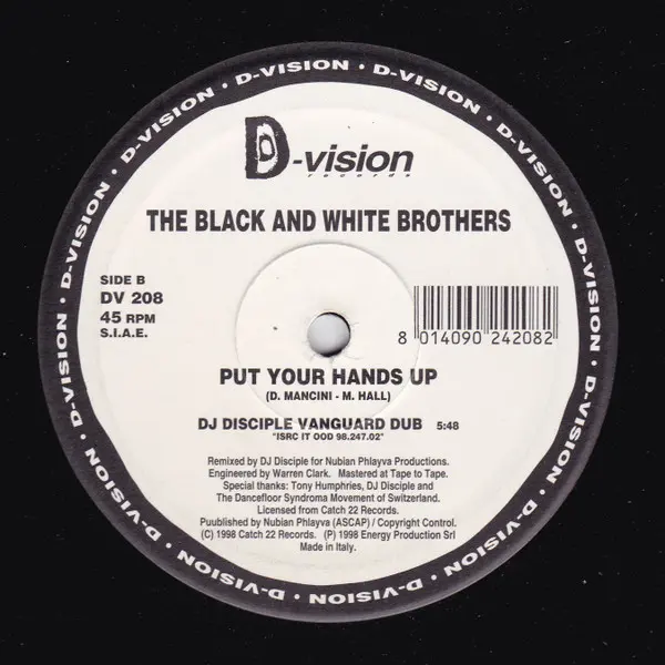 Black & White Brothers - Put Your Hands Up, Electronic, House, 1998 - D:vision Records, Italy, Vinyl 1x 12", 45 RPM