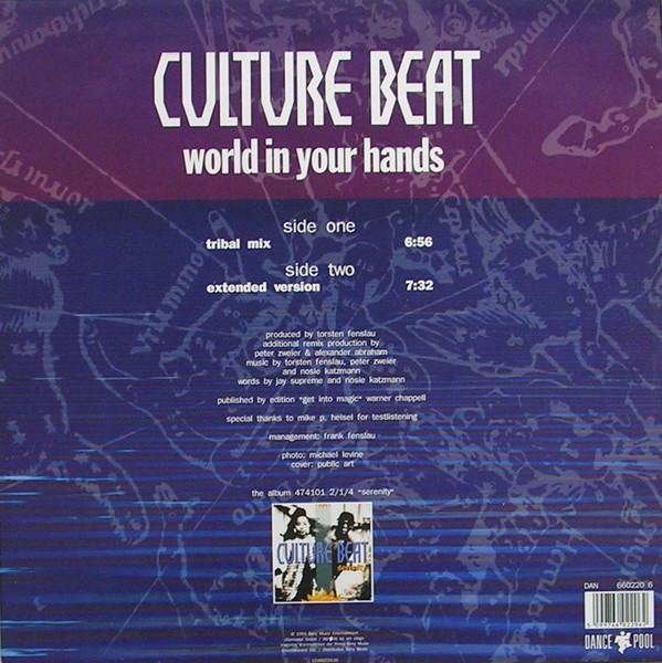 Culture Beat - World In Your Hands, Electronic, Euro House, 1994 - Dance Pool, Europe, Vinyl 1x 12", 45 RPM