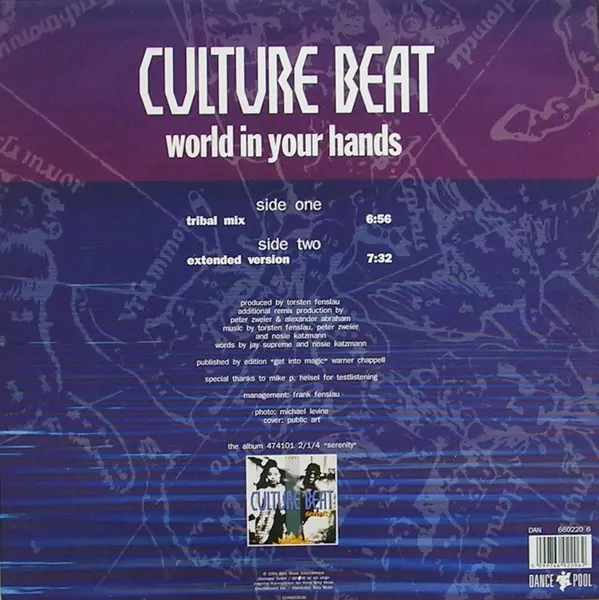 Culture Beat - World In Your Hands, Electronic, Euro House, 1994 - Dance Pool, Europe, Vinyl 1x 12", 45 RPM