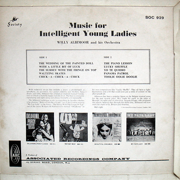 Album cover for Music For Intelligent Young Ladies by Willy Albimoor And His Orchestra