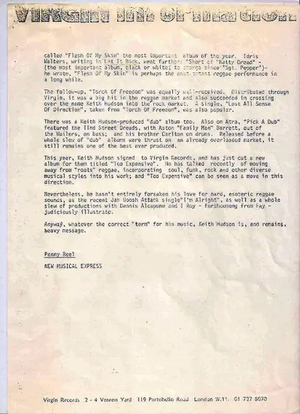 Keith Hudson - Too Expensive, Funk / Soul, Reggae, Funk, Reggae, Soul, 1976 - Virgin, UK, Vinyl 1x LP, Album