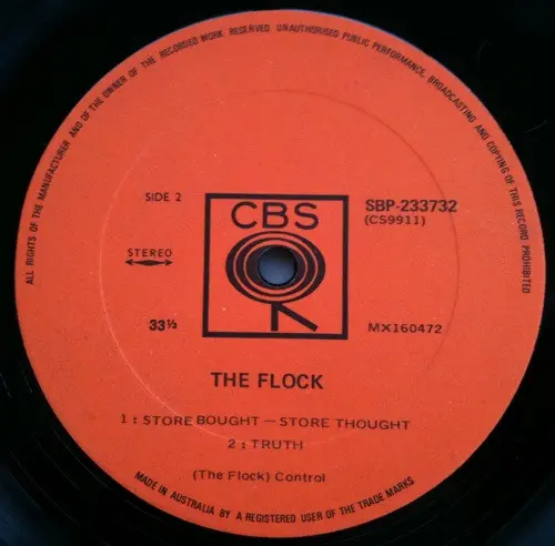 Flock, The - The Flock, Jazz, Rock, Art Rock, Fusion, Jazz-Rock, Psychedelic Rock, 1969 - CBS, Columbia, Australia, Vinyl 1x 