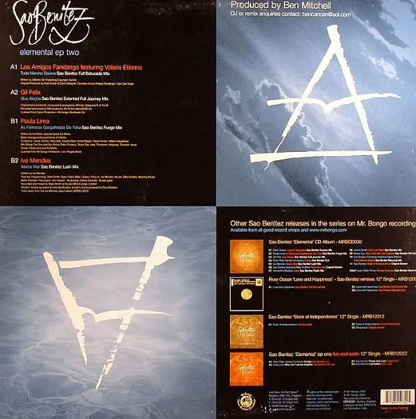 Various - Sao Benitez Elemental EP Two (Air & Water), Electronic, Deep House, Latin, 2003 - Mr Bongo, UK, Vinyl 1x 12", EP