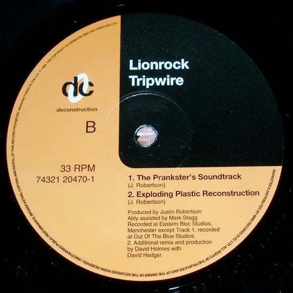 Lionrock - Tripwire, Electronic, Hard Trance, Trance, 1994 - Deconstruction, UK, Vinyl 1x 12", Single, 33 ⅓ RPM