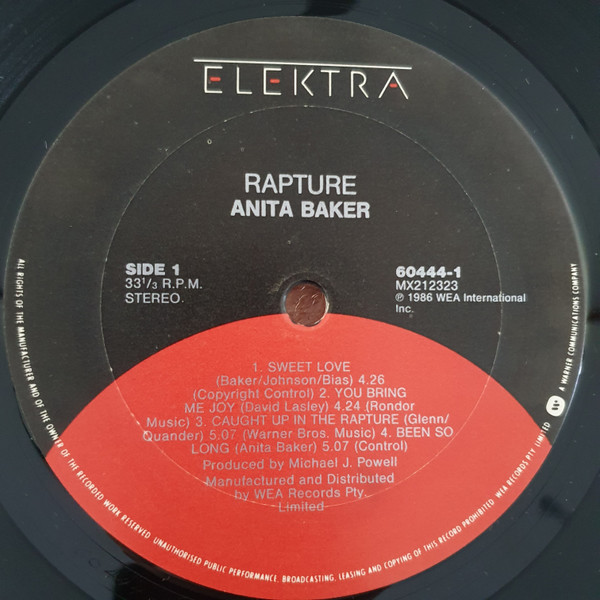 Album cover for Rapture by Anita Baker