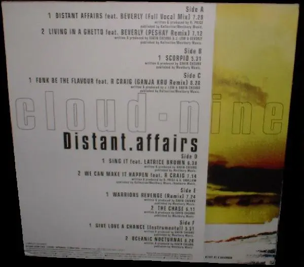 Cloud 9 - Distant Affairs, Electronic, Drum n Bass, 1998 - Labello Blanco Recordings, Japan, Vinyl 3x 12"