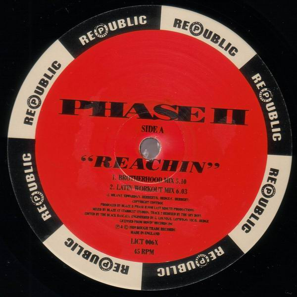 Phase II - Reachin' / It's A Mystery, Electronic, Garage House, 1989 - Republic Records (2), UK, Vinyl 1x 12", 45 RPM
