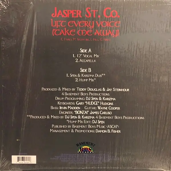 Jasper Street Co. - Lift Every Voice (Take Me Away), Electronic, Garage House, House, 2000 - Basement Boys Records, US, Vinyl