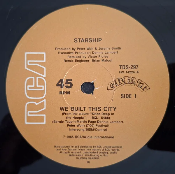 Album cover for We Built This City by Starship (2)