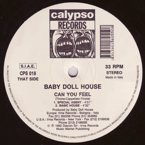 Baby Doll House - Can You Feel, Electronic, House, Italo House, 1992 - Calypso Records, Italy, Vinyl 1x 12", 33 ⅓ RPM