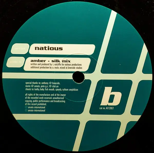 Natious - Amber, Electronic, Trance, 1999 - Amato International, UK, Vinyl 1x 12", 45 RPM