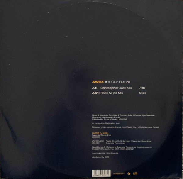 AWeX - It's Our Future, Electronic, Acid, Euro House, 2001 - Superstar Recordings, Germany, Vinyl 1x 12", 45 RPM D1