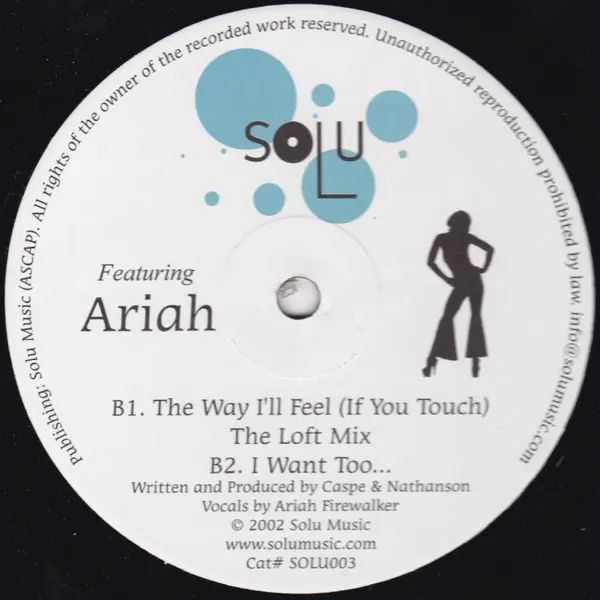 Solu Music Featuring Ariah Firewalker - The Way I'll Feel (If You Touch), Electronic, Deep House, House, 2002 - Solu Music, U