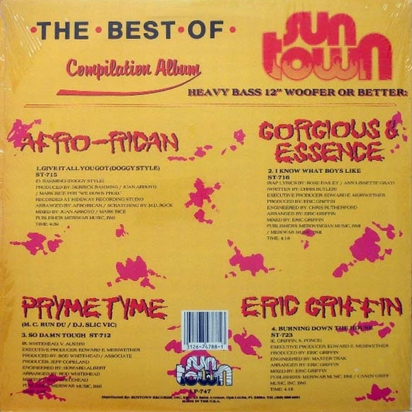 Various - The Best Of Suntown, Hip Hop, Bass Music, Miami Bass, 1988 - Suntown Records, US, Vinyl 1x LP, Compilation