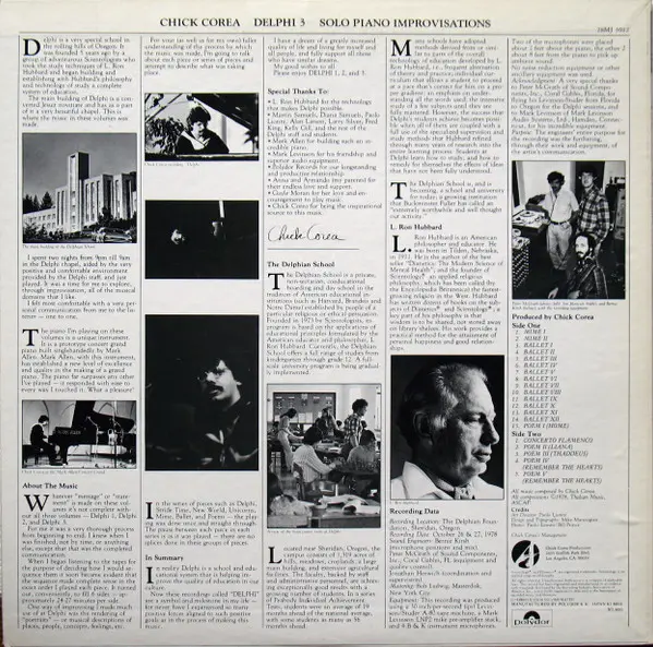 Chick Corea - Delphi 3 Solo Piano Improvisations, Jazz, Free Improvisation, 1980 - Polydor, Japan, Vinyl 1x LP, Album