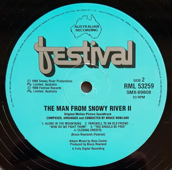 Bruce Rowland (2) - The Man From Snowy River II (Original Motion Picture Soundtrack), Stage & Screen, Score, 1988 - Festival 