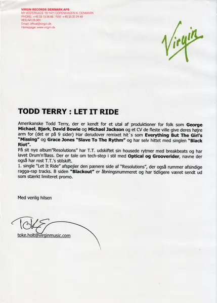 Todd Terry - Let It Ride, Electronic, Drum n Bass, 1999 - Innocent, Virgin, UK, Vinyl 1x 12", 33 ⅓ RPM