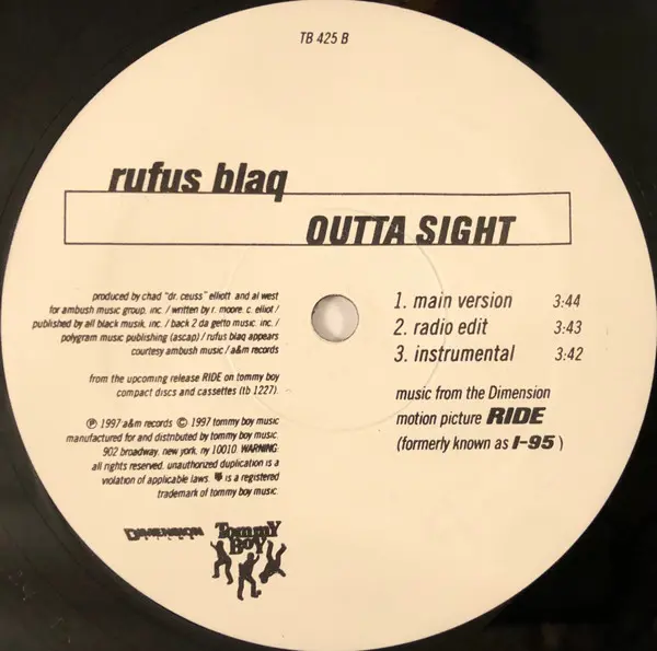 Noreaga Featuring Nas & Nature (4) / Rufus Blaq - Blood Money (Part 2) / Outta Sight, Hip Hop, 1997 - Tommy Boy, US, Vinyl 1x
