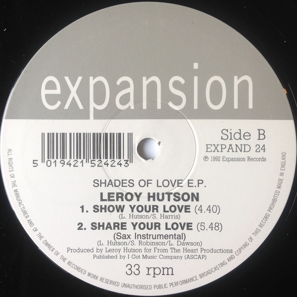 Leroy Hutson - Shades Of Love EP, Funk / Soul, Soul, 1992 - Expansion, UK, Vinyl 1x 12", 33 ⅓ RPM, EP, Stereo