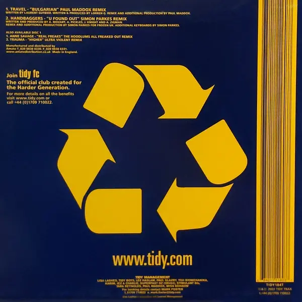 Travel / Handbaggers, The - The Recycle EP 2, Electronic, Hard House, 2003 - Tidy Trax, UK, Vinyl 1x 10", 33 ⅓ RPM, EP, Limit