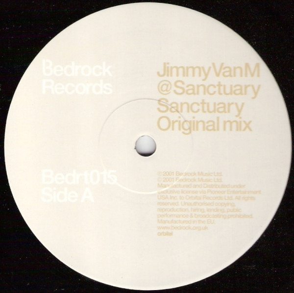 Jimmy Van M - Sanctuary, Electronic, Progressive House, Tech Trance, 2001 - Bedrock Records, UK, Vinyl 1x 12"