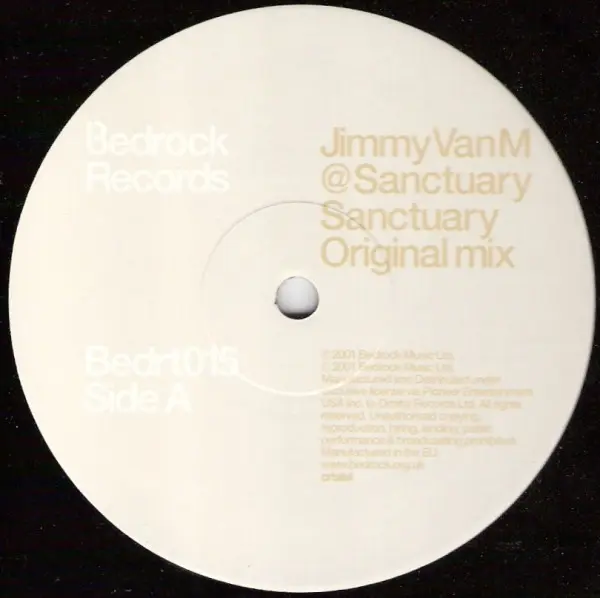 Jimmy Van M - Sanctuary, Electronic, Progressive House, Tech Trance, 2001 - Bedrock Records, UK, Vinyl 1x 12"
