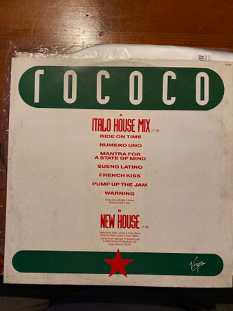 Rococo - Italo House Mix, Electronic, Euro House, House, Italodance, 1989 - Virgin, Australasia, Vinyl 1x 12", 45 RPM