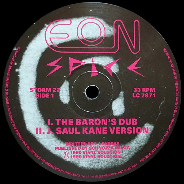 Eon - Spice, Electronic, Bleep, Techno, 1990 - Vinyl Solution, UK, Vinyl 1x 12", 33 ⅓ RPM, 45 RPM