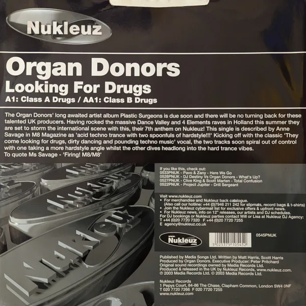 Album cover for Looking For Drugs by Organ Donors