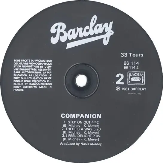 Companion (2) - Companion, Electronic, Funk / Soul, Disco, 1981 - Barclay, France, Vinyl 1x LP, Album Gatefold