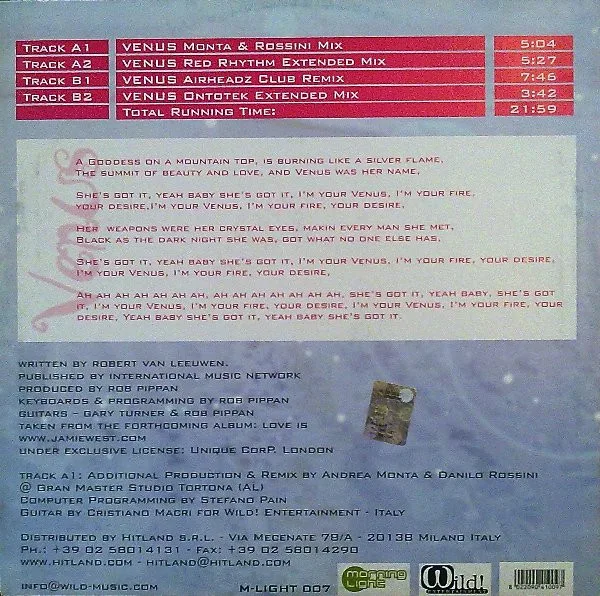 Album cover for Venus by Jamie West (4)