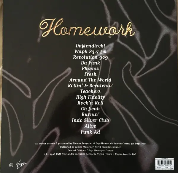 Daft Punk - Homework, Electronic, Disco, Electro, French House, House, Techno, 2001 - Soma Quality Recordings, Virgin, Europe